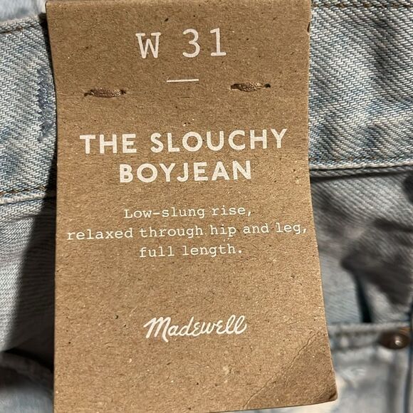 Madewell NWT The Slouchy Boyjean Size 31 in Wrightlane Wash | Ripped Edition - Picture 9 of 11